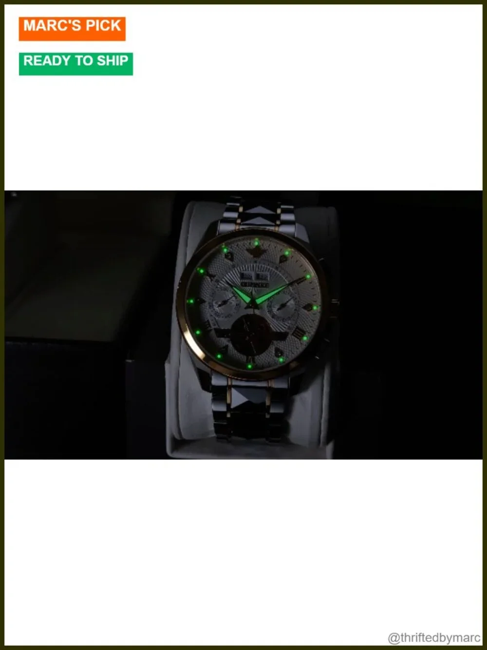 Automatic Self Winding Mechanical Skeleton Wrist Watch Stainless Steel Luminous